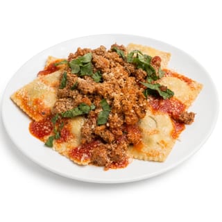 Beef Ravioli with Sausage Ragu