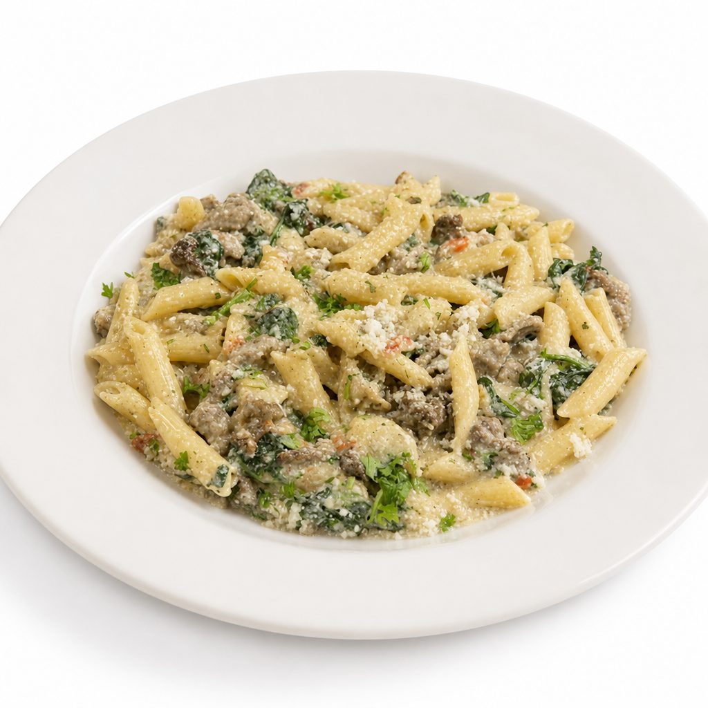 Steak and Spinach Pasta.